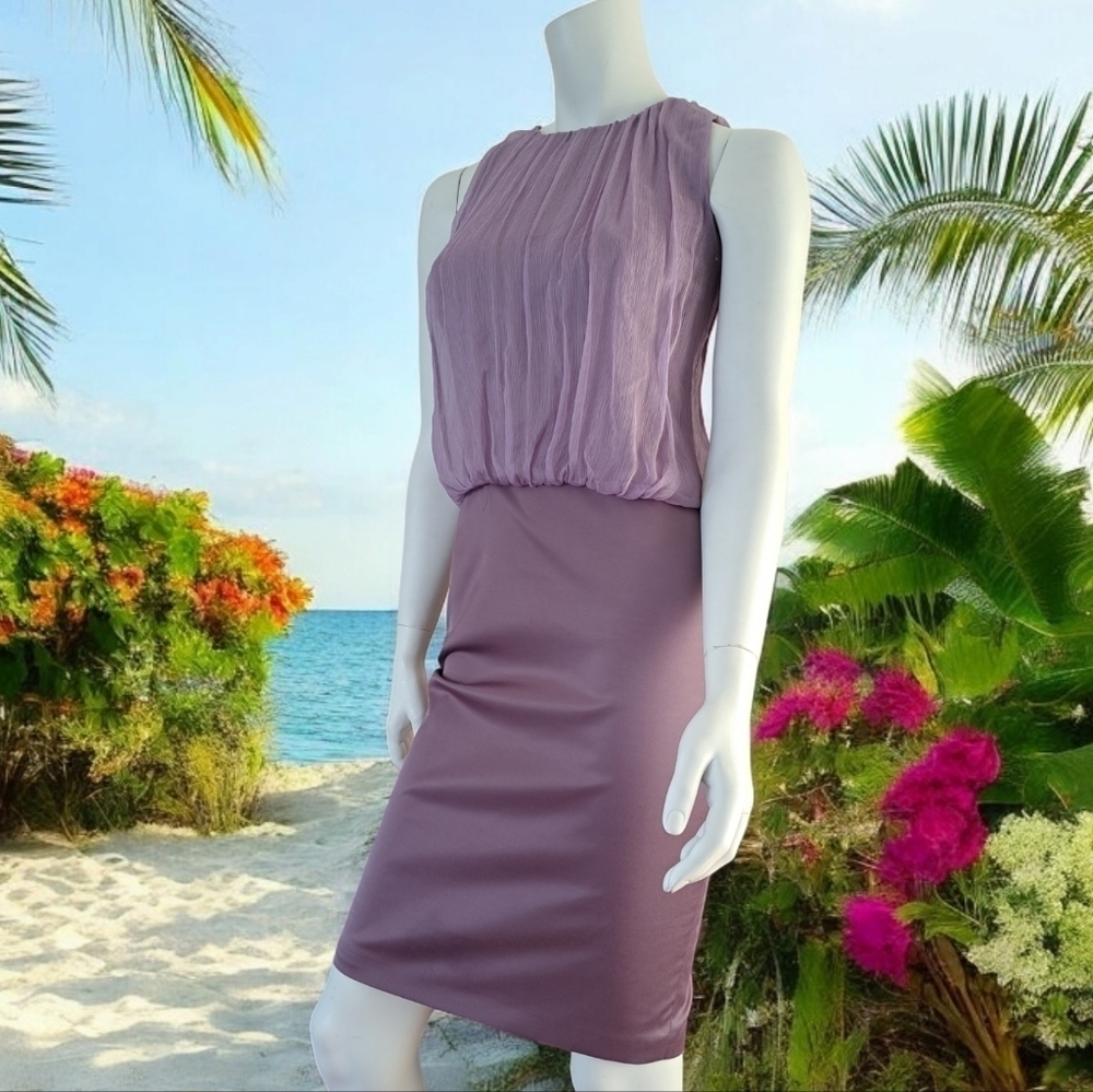 Made in Italy Pamela Edwardline lilac sleeveless silk midi dress